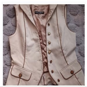 DOLCE & GABBANA D&G Cream Sleeveless Jacket Vest